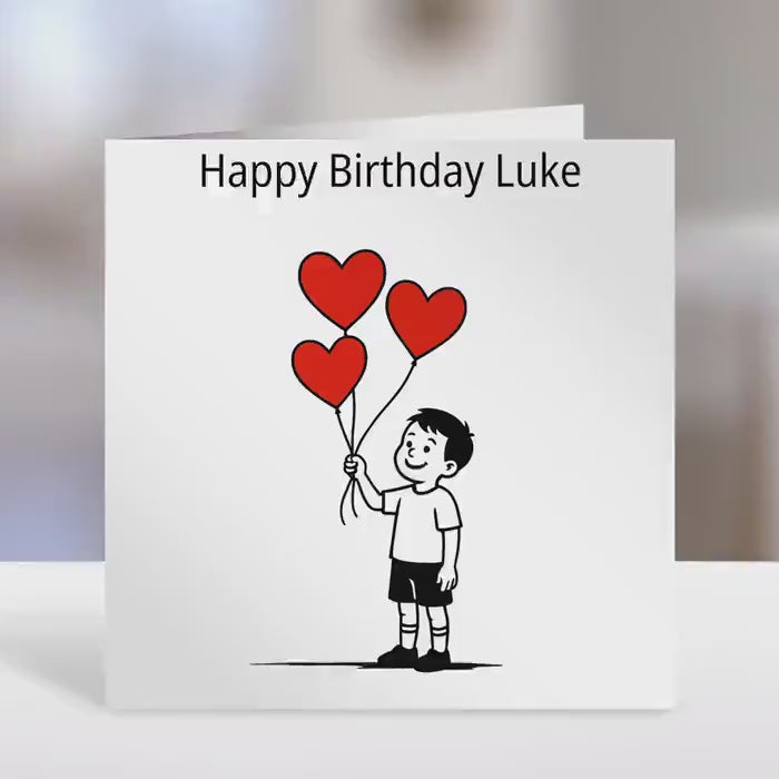 Friend Personalised birthday card,  red hearts design