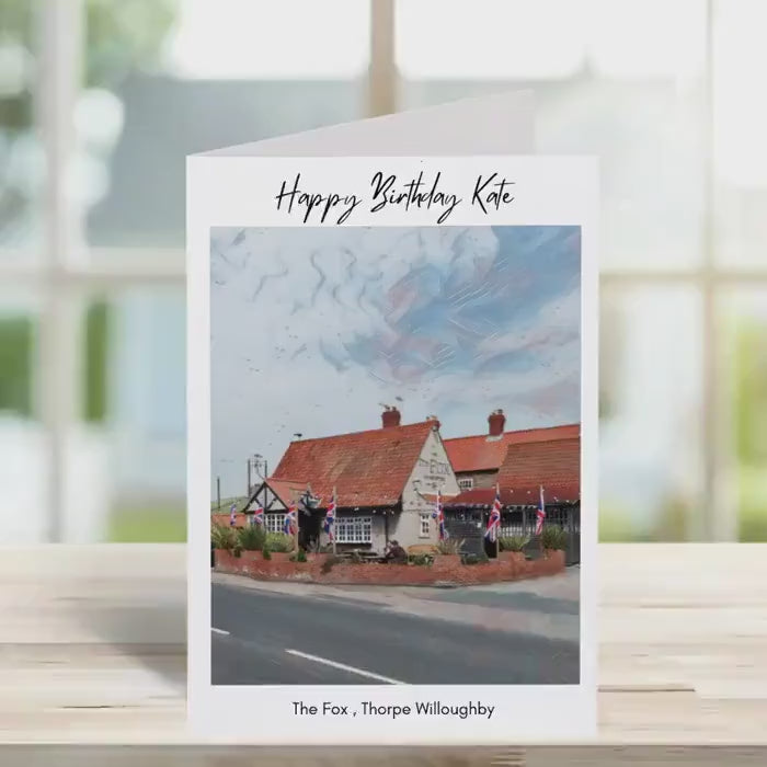 The Fox, Thorpe Willoughby Birthday Card -Traditional, sketch