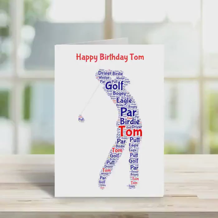 Personalised Golf birthday card, male golfer