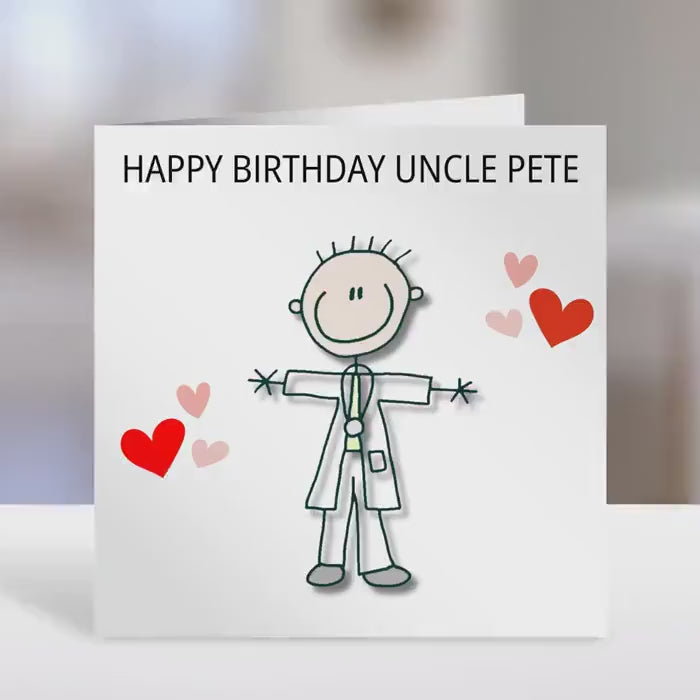 Doctor Birthday Card, uncle or family/friend birthday,  Personalised Greeting Card