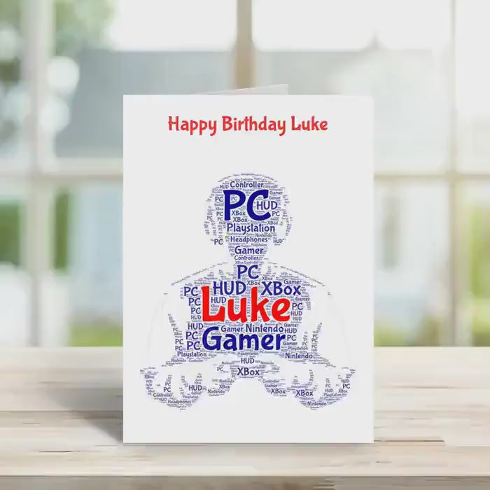 Personalised gamer birthday card,
