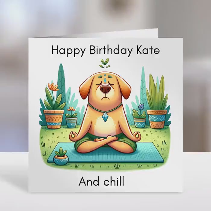 Birthday Card Yoga Chill Dog