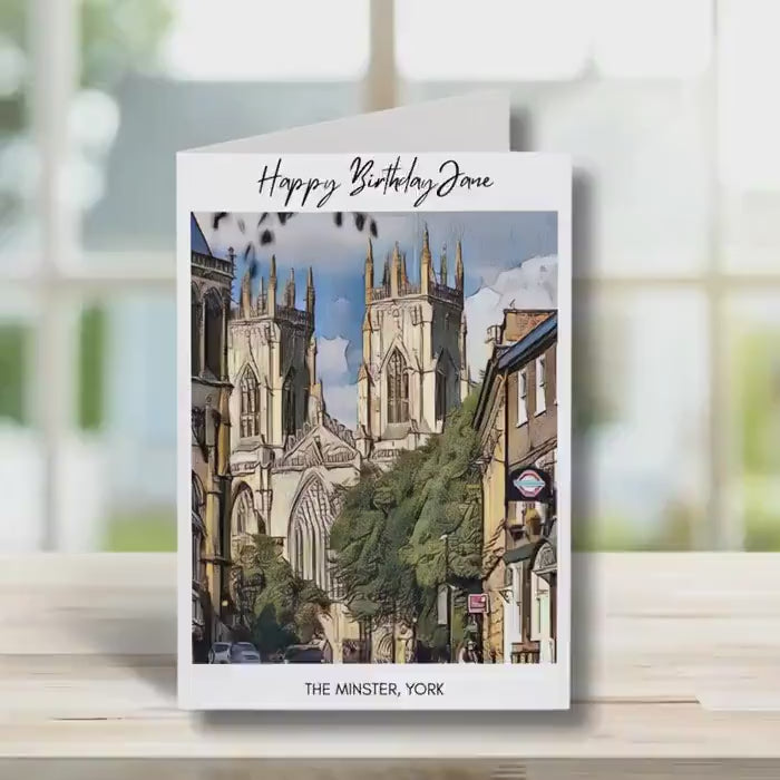 York Minster Birthday Card -Traditional, sketch