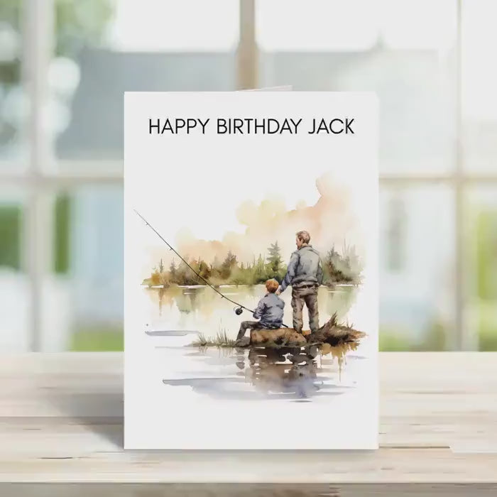 Fishing Birthday Card - Personalised Male Greeting Card for Dad, Uncle, Brother & Fishermen Unique Gift