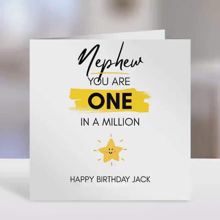 Nephew birthday card,  one in a million, personalised