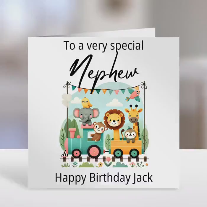 Birthday Card for Nephew Jungle Design Personalized Nephew Gift Greeting Card Birthday Party Animal Theme