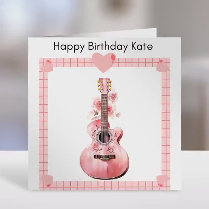 Personalised birthday card,  country music guitar