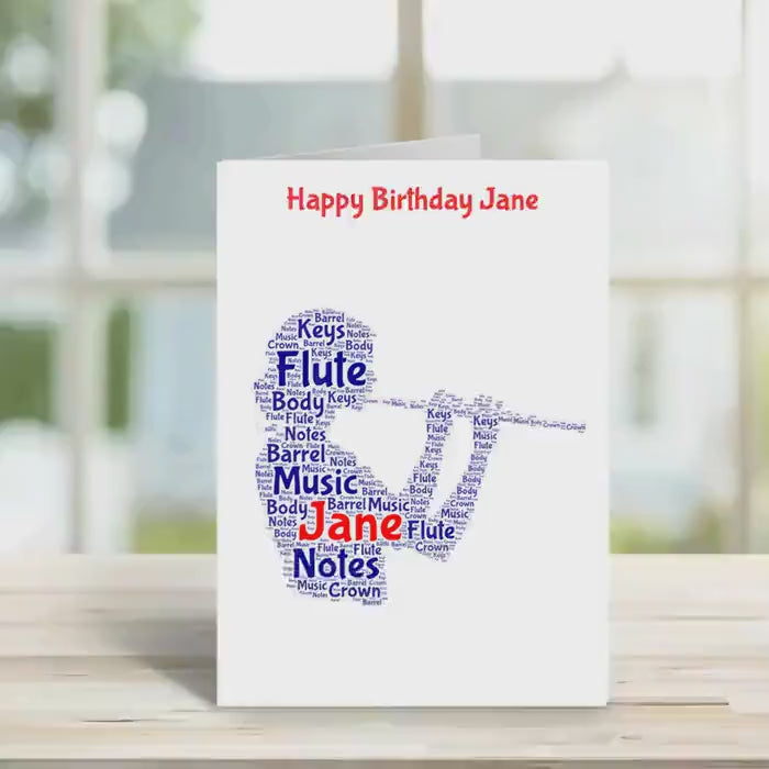 Flute Personalised Birthday Card