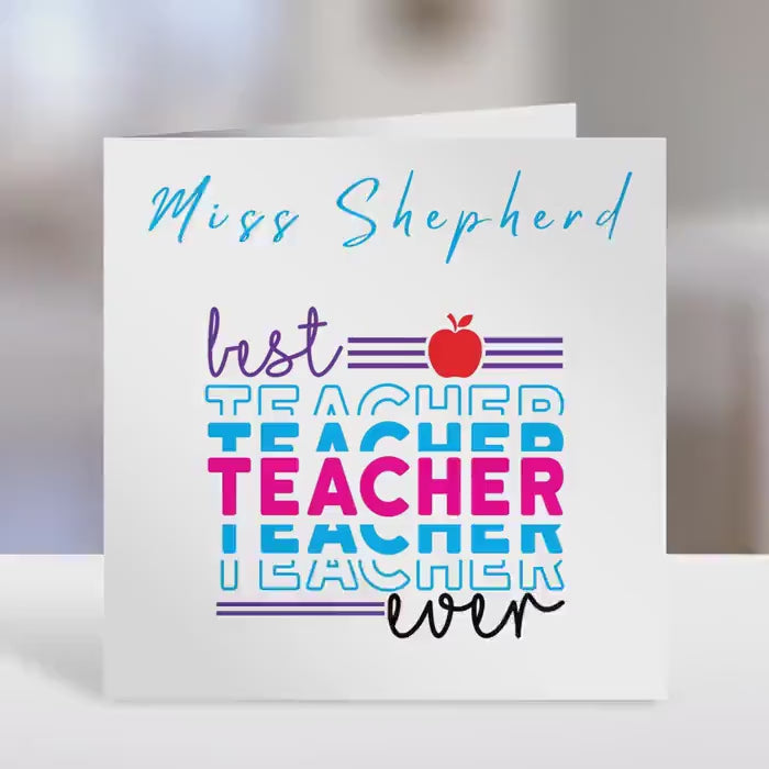 Teacher Card, best ever,  Personalised Greeting Card