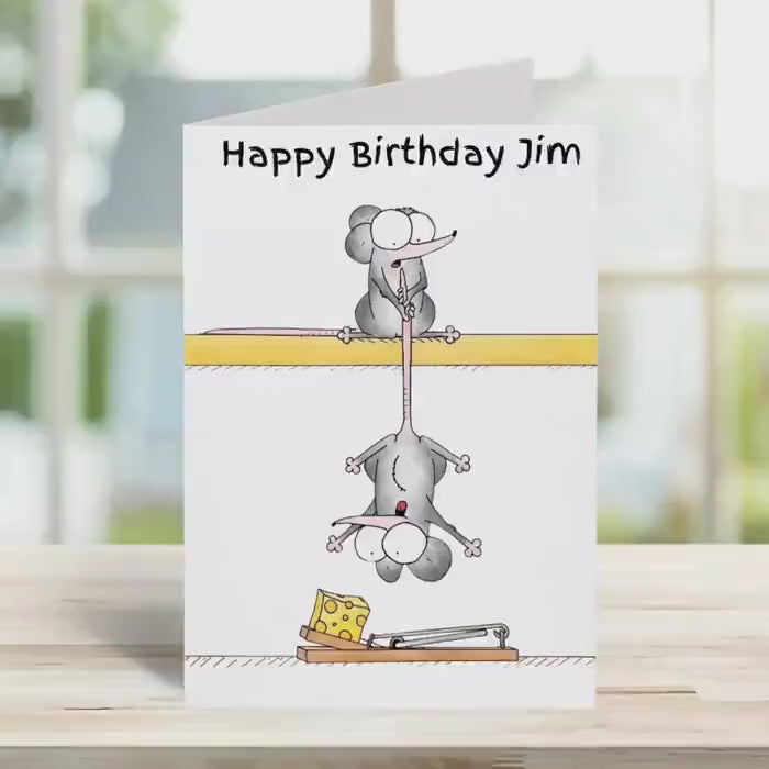 Birthday Card Mouse Mission Impossible Design, Personalised Cute Greeting Card, Humorous Birthday Gift Idea for Friends
