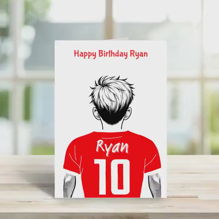 Personalised Soccer birthday card,  male version