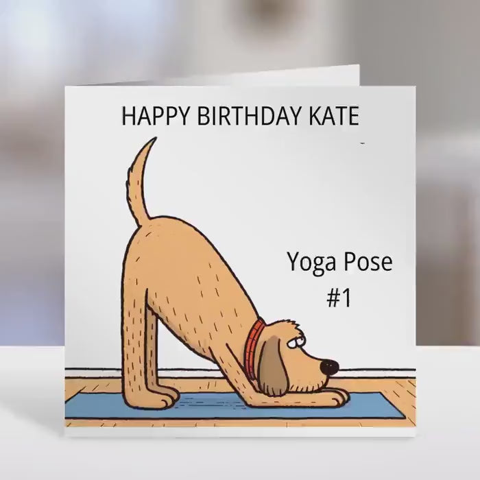 Yoga birthday card,  personalised