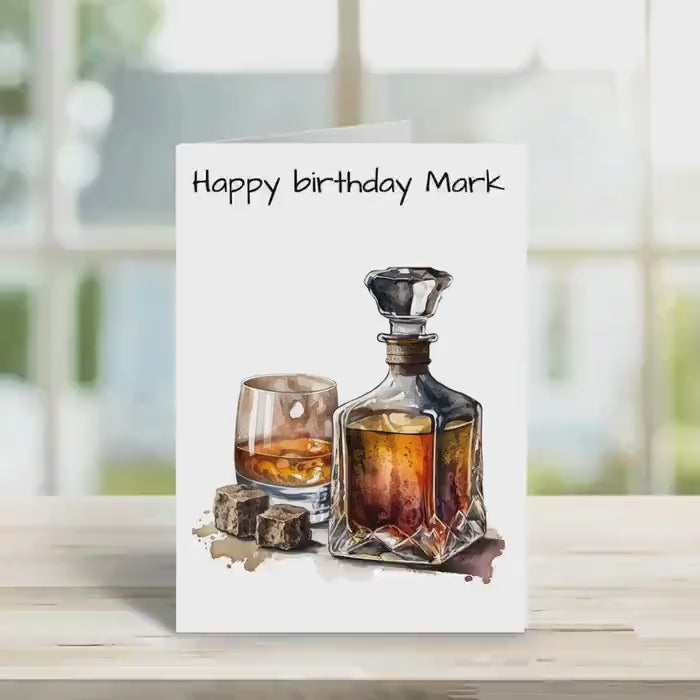 Whiskey Birthday Card Personalized Male Greeting Card Unique Gift for Dad Uncle Brother Whiskey Drinker