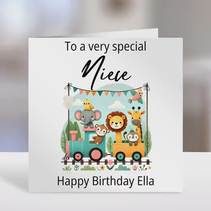 Niece birthday card, jungle design