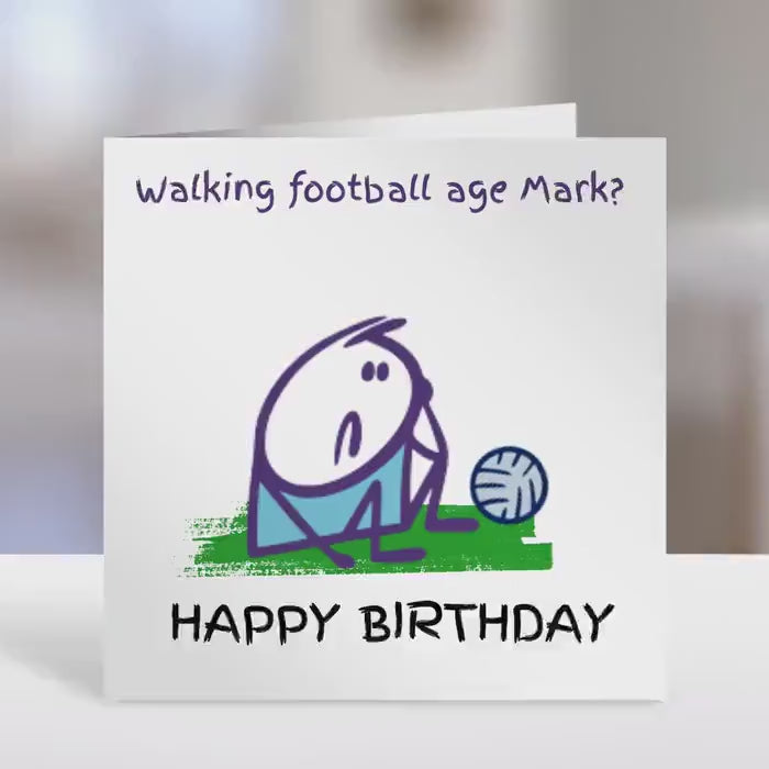 Walking football birthday card,
