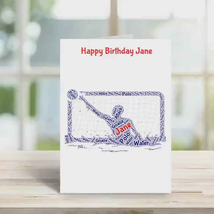 Personalised Water Polo birthday card,