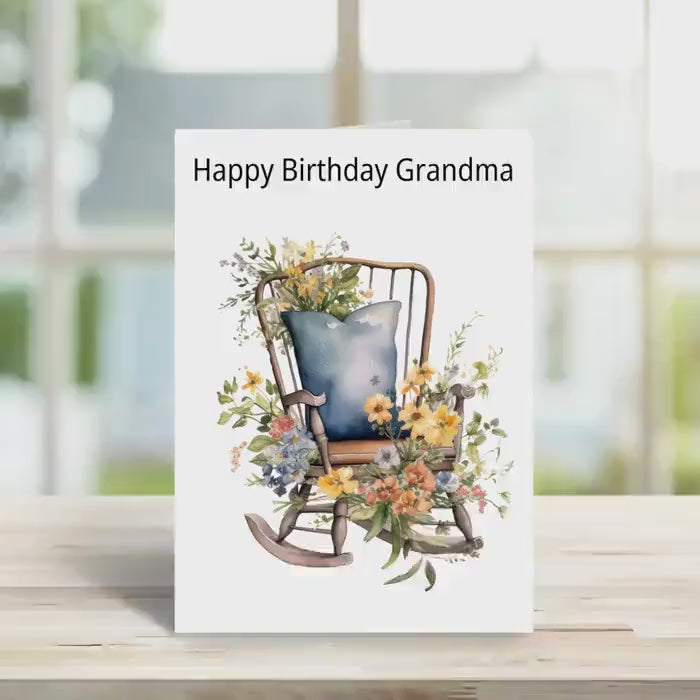 Personalised Grandma birthday card,  chair design