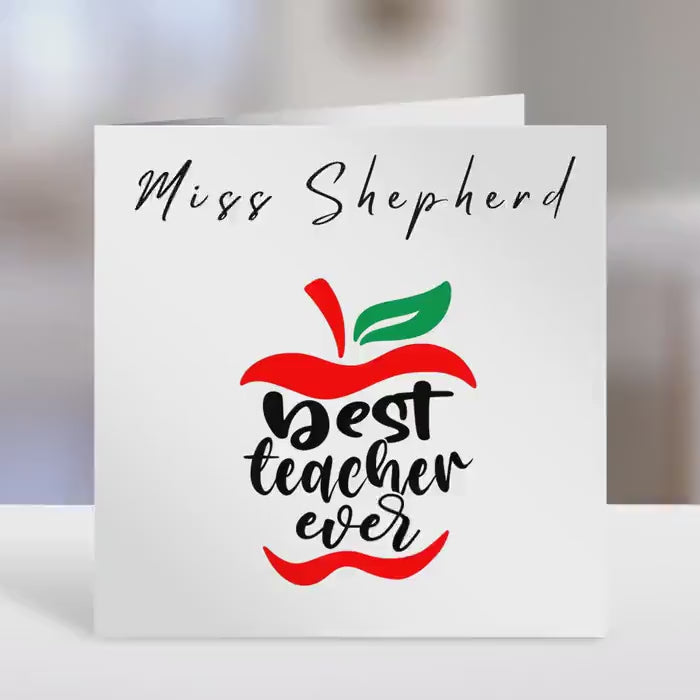 Teacher Card, best ever,  Personalised Greeting Card
