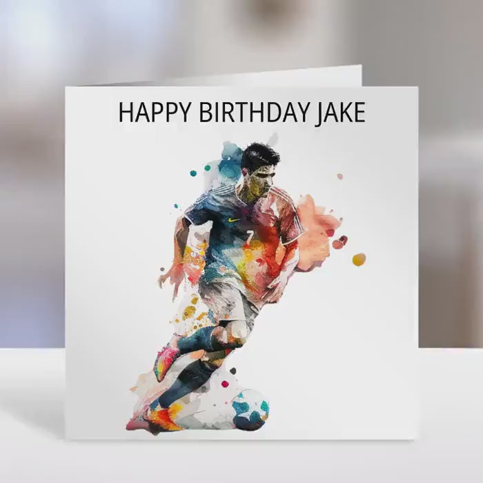 Personalised football birthday card, watercolour