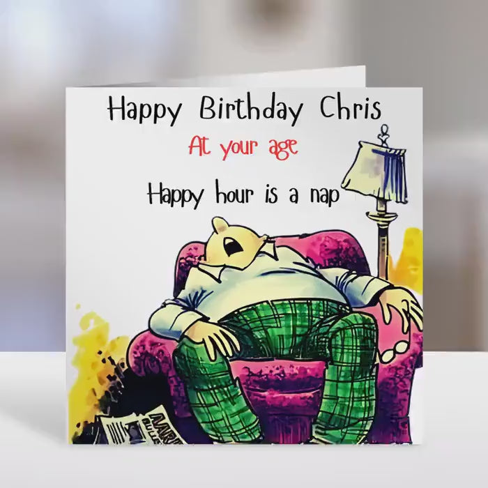 Customisable Birthday Card with Happy Hour Design & Personalised Message