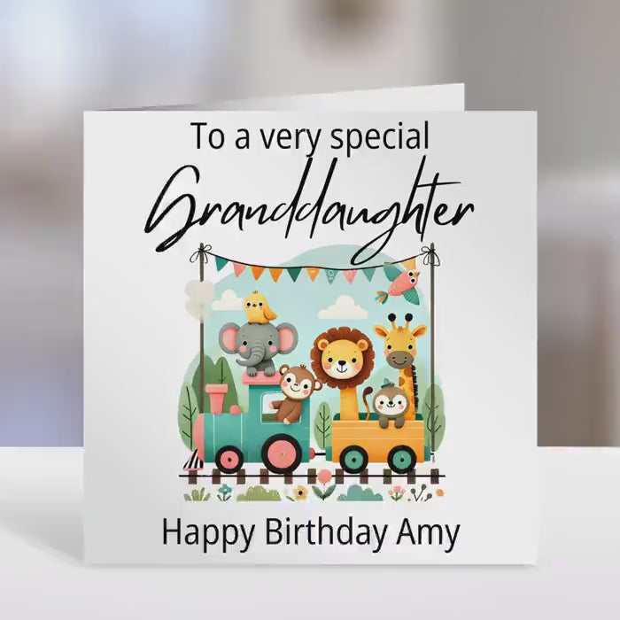 Granddaughter birthday card, jungle design