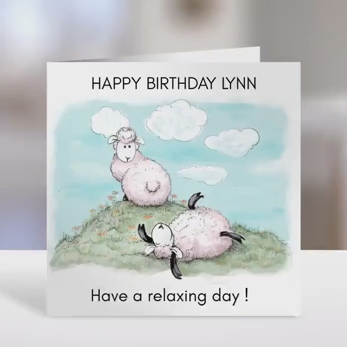 Funny Birthday Card, Relaxed Sheep Design for Friend Sister Niece Nephew Bestie – Humorous Greeting Card