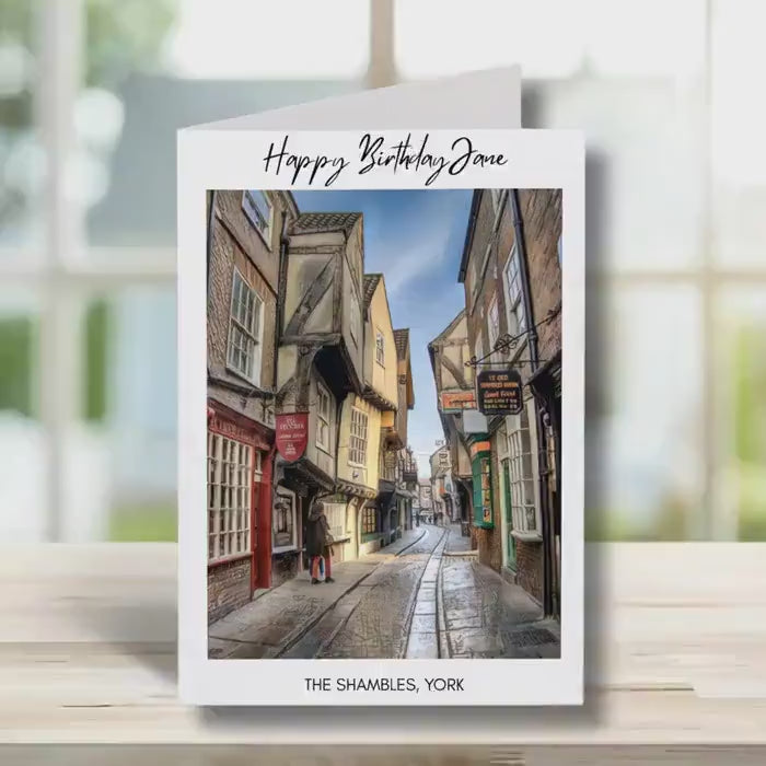 York Shambles Birthday Card -Traditional, sketch