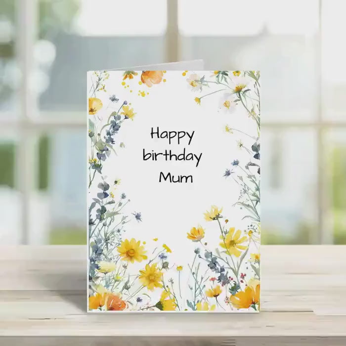 Birthday Card, Mum birthday, flower design Personalised Greeting Card