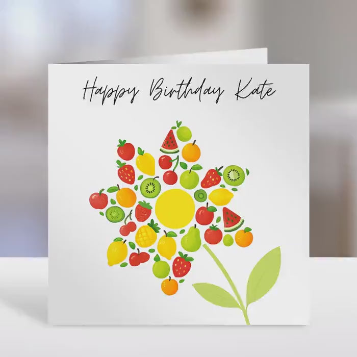 Personalised Birthday Card with Fruit and Flower Design