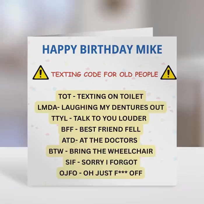 Birthday Card -old people text