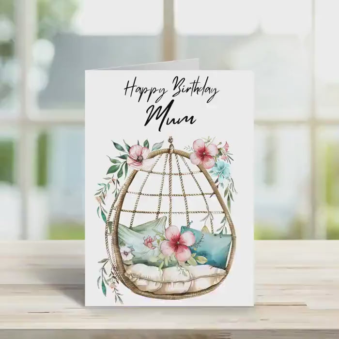 Birthday Card, Mum birthday egg chair