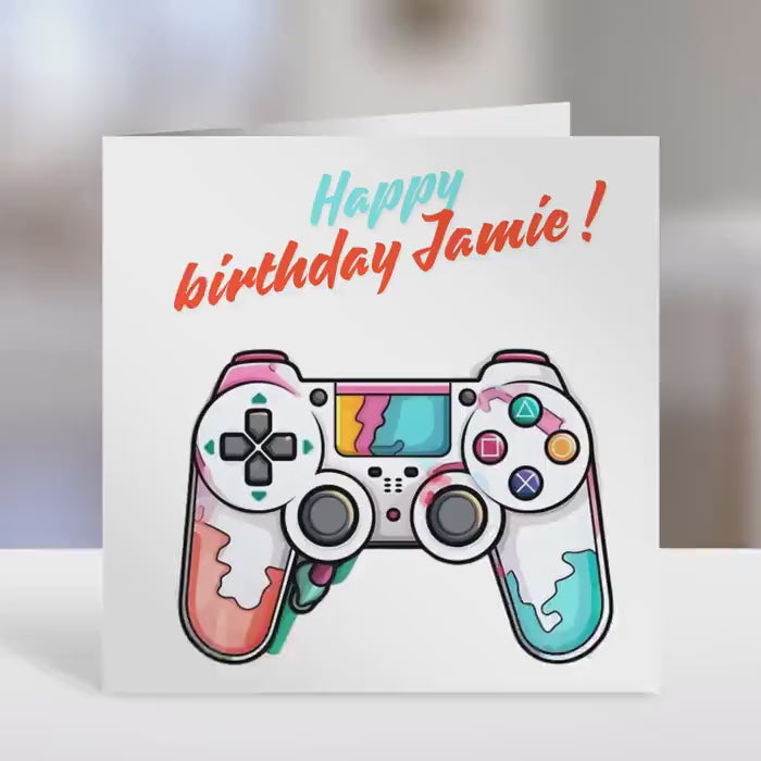 Personalised birthday card,   gaming controller  greeting Cards