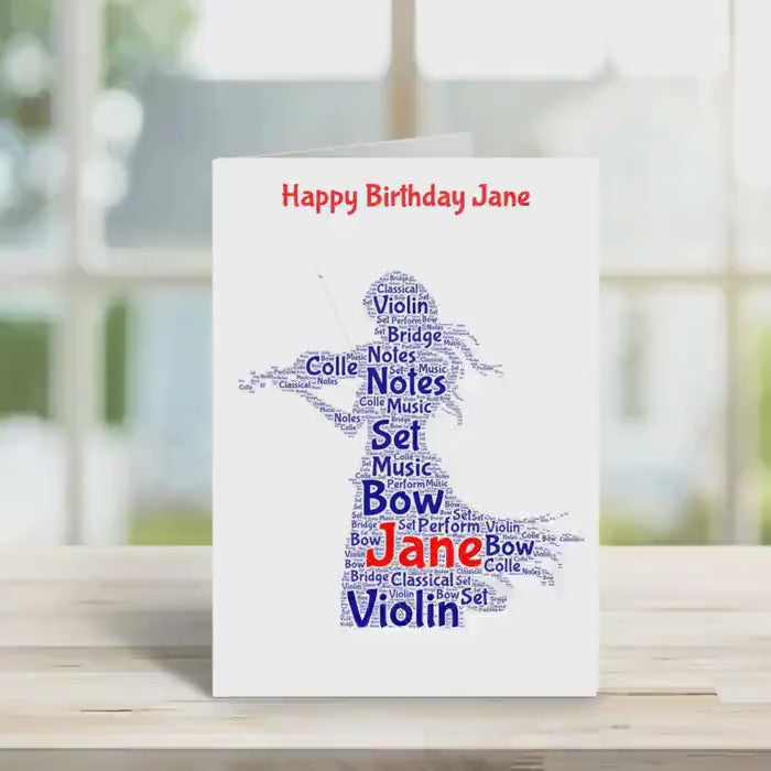 Personalised Violin Birthday Card for Her