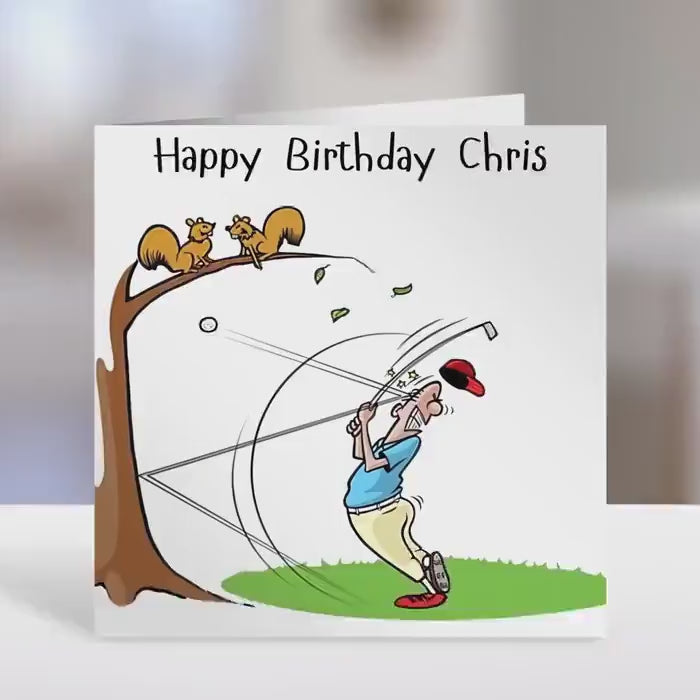 Personalised Golf Birthday Card with Tree Trouble Humorous Design