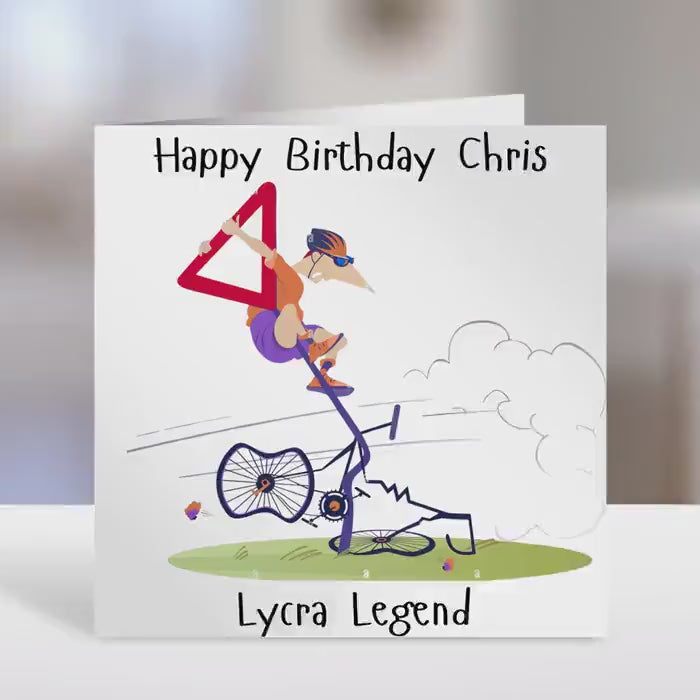 Personalised cyclist Birthday Card , lycra legend Humorous Design