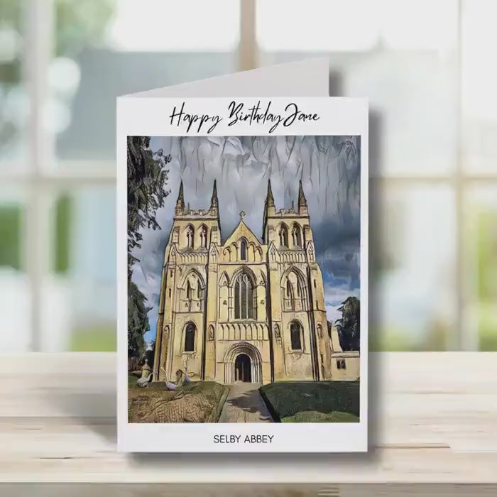 Selby Abbey Birthday Card -Traditional, sketch