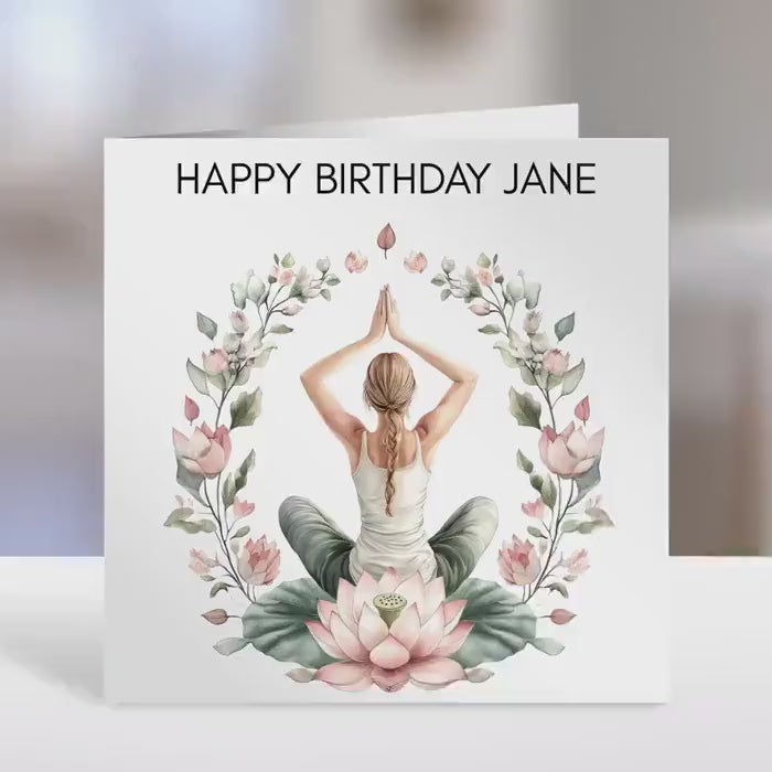 Personalised birthday card, Yoga
