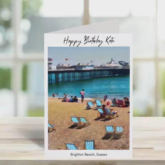 Brighton Beach Birthday Card -Traditional, sketch