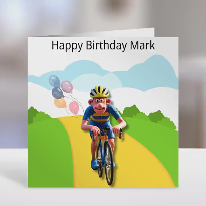 Birthday Card, friend birthday, cycling design Personalised Greeting Card