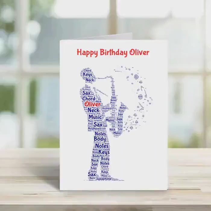 Personalised Saxophone Birthday Card for Men – Custom Music Lover Greeting, Unique Family Gift for Saxophonists